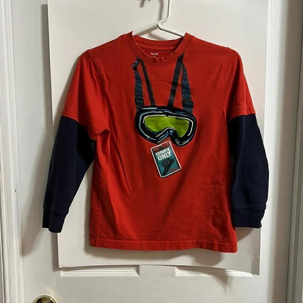 Gymboree size 10 boys Snowboard orange long sleeve shirt.